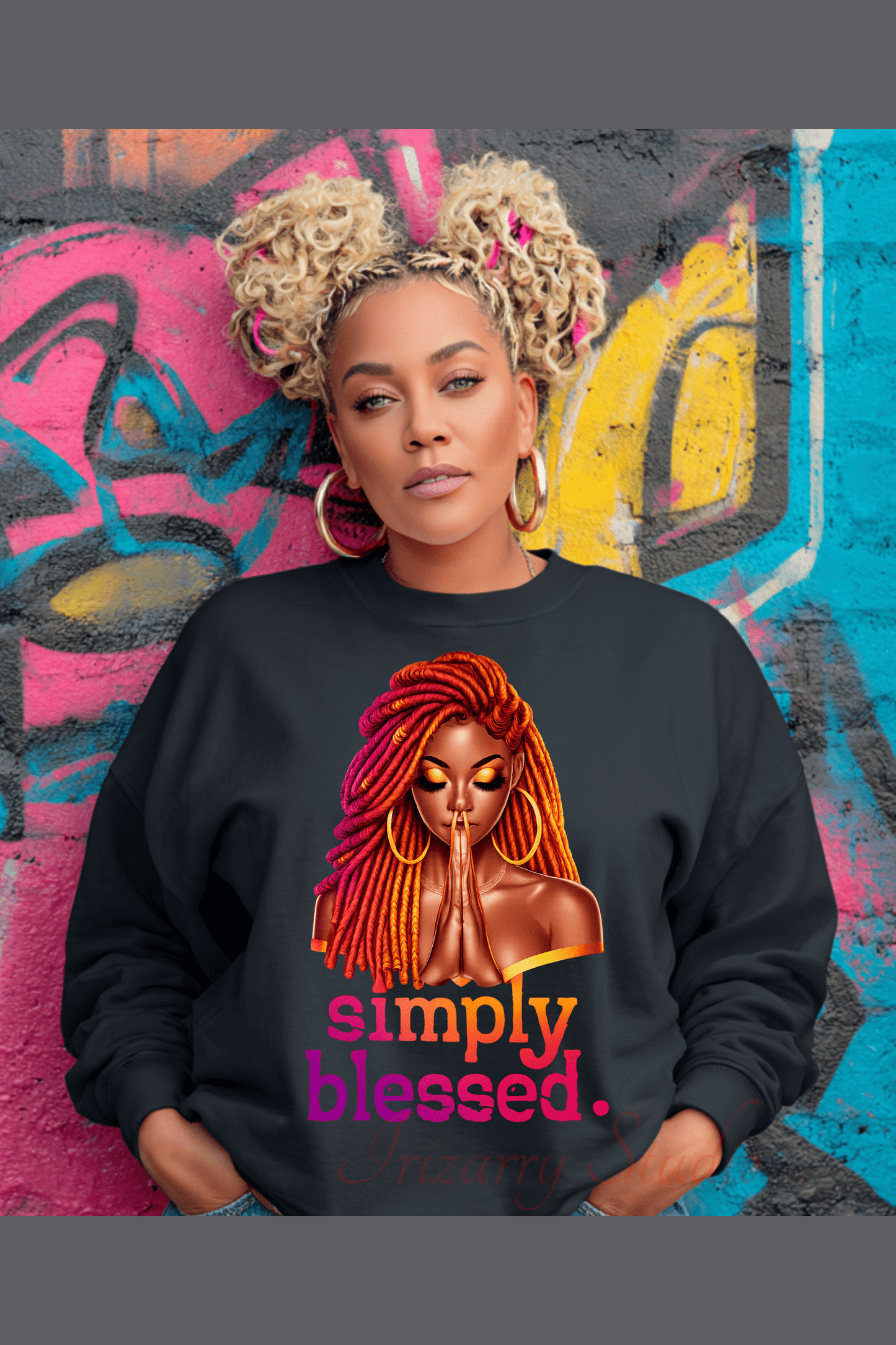 Simply Blessed Black Girl Praying PNG | Melanin Afro Spiritual Sublimation Design | Instant Digital Download for DTF & Sublimation Prints