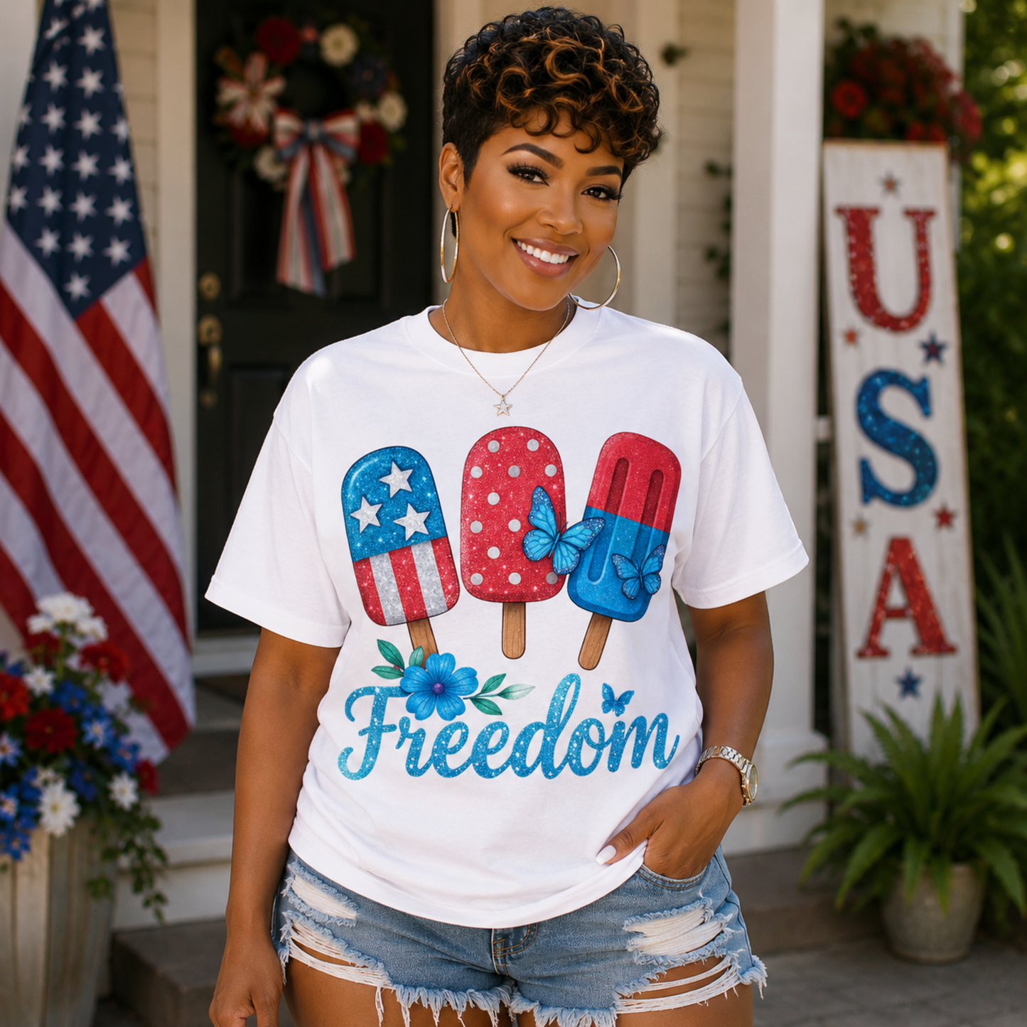 Patriotic Popsicle Summer PNG, 4th of July Sublimation Design, Red White Blue Ice Cream PNG Instant Digital  Download