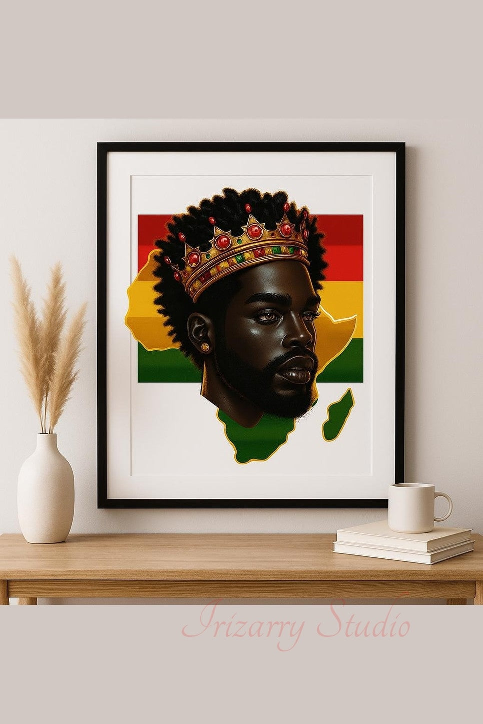 Afrocentric King Art Print: Black Royalty, Pan-African Pride Decor