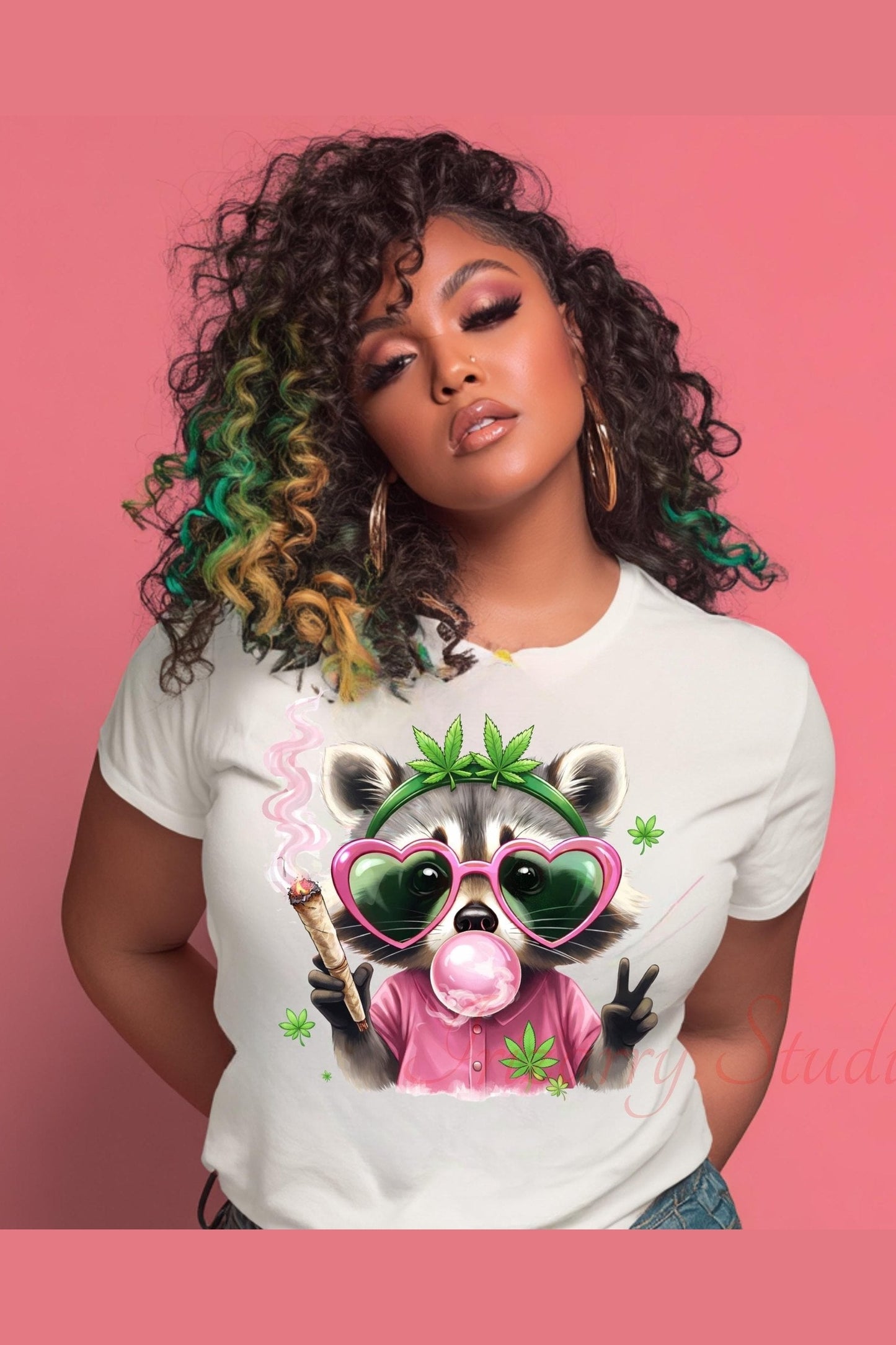 Cute Raccoon Smoking Graphic Tee | Funny Streetwear T-Shirt | Trendy Urban Animal Shirt | Unisex Graphic Tee Gift
