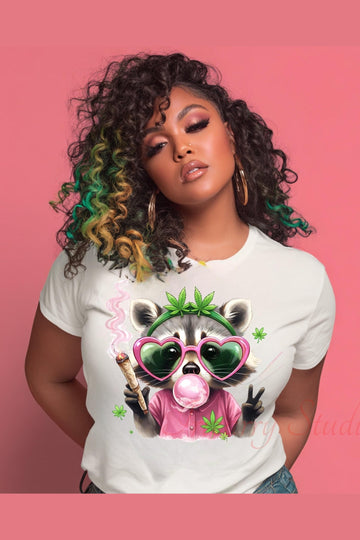 Cute Raccoon Smoking Graphic Tee | Funny Streetwear T-Shirt | Trendy Urban Animal Shirt | Unisex Graphic Tee Gift