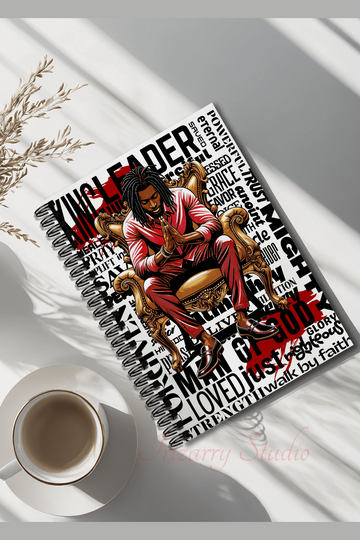 Faith Over Fear Journal Cover | Christian Motivation Notebook Design | Black Man Prayer Artwork | Inspirational Faith Planner