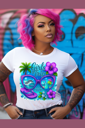 Girls Trip 2025 Shirt | Vacation Graphic Tee | Cruise Trip T-Shirt | Tropical Girls Weekend Shirt | Beach Party Outfit