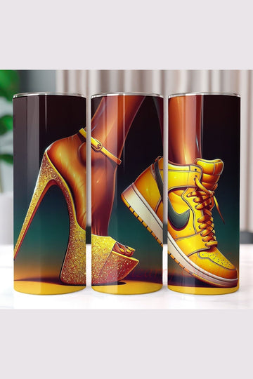 Luxury Street Style Art – Gold Sneaker vs Heel Digital Wall Art Printable Poster
