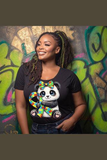 Panda Puzzle Ribbon PNG | Autism Awareness Sublimation Graphic Digital Download
