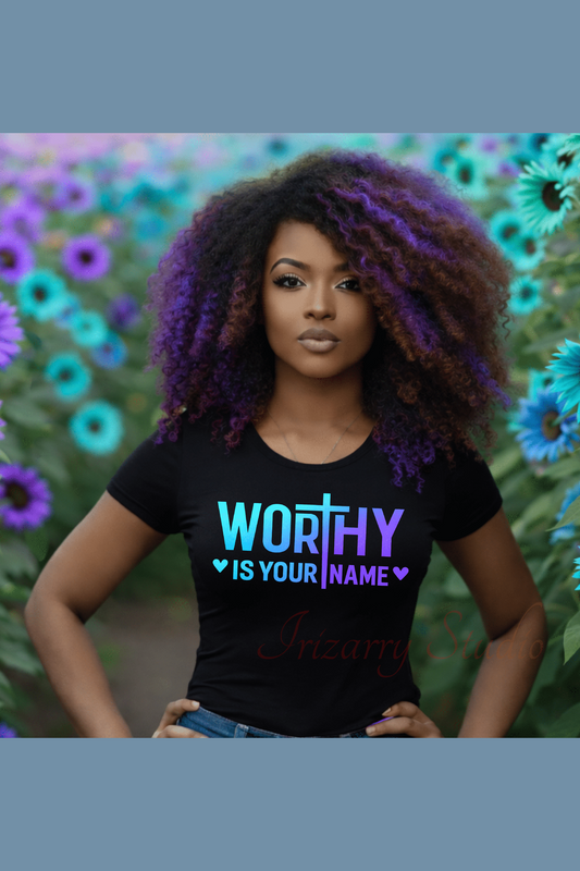 Worthy Is Your Name Blue Purple PNG | Christian Praise Quote Design | DTF/Sublimation Shirt File | Instant Digital Download